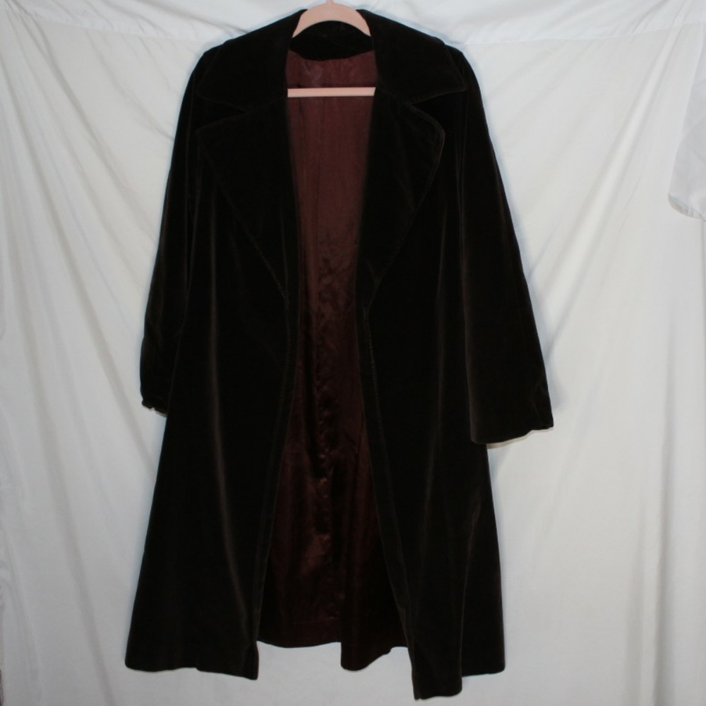 Vintage Unbranded Velvet Duster Coat Brown